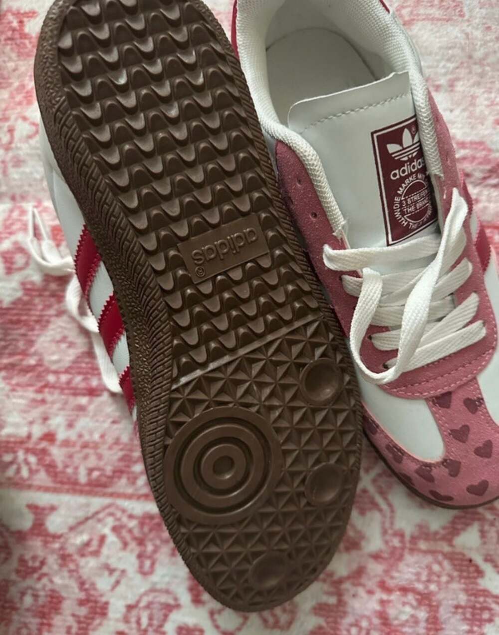 Adidas Custom Samba Women's Pink and Red Hearts Valentine's Sneakers - Picture 2 of 2